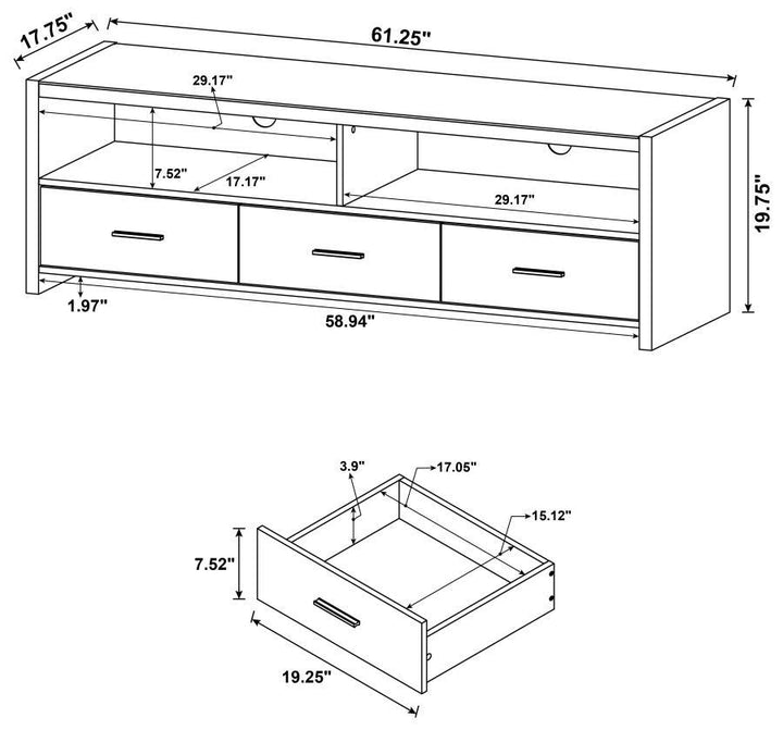 Alton - 3 - Drawer Engineered Wood TV Stand - Black Oak TV Stand modern furniture Contempo Furniture