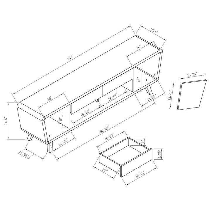Alvin - 2 Door Engineered Wood TV Stand - Dark Walnut TV Stand modern furniture Contempo Furniture