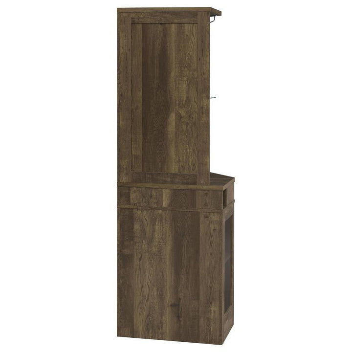 Alviso - 1 - Drawer Corner Home Bar Wine Cabinet - Rustic Oak Wine Cabinet modern furniture Contempo Furniture