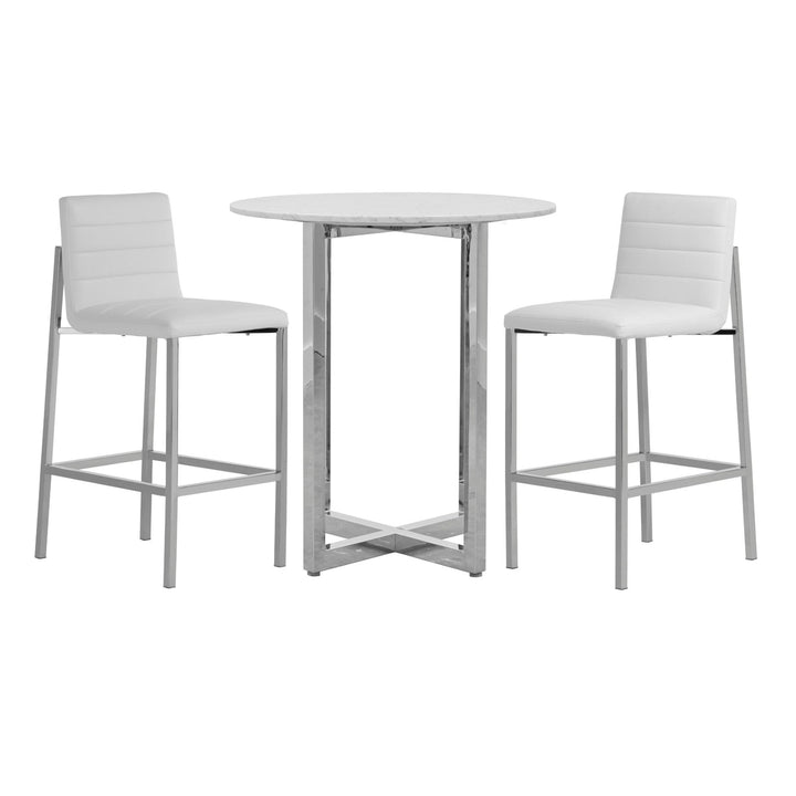 Amalfi Metal Back Bar Stool in White Leather (Set of 2) Bar Stool modern furniture Contempo Furniture