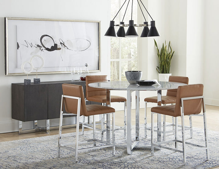 Amalfi Metal Back Counter Stool in Cognac Leather (Set of 2) Counter Stool modern furniture Contempo Furniture