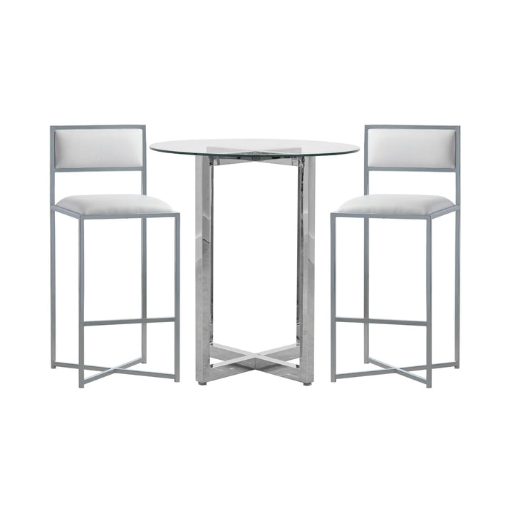Amalfi X - Base Bar Stool in White Leather (Set of 2) Bar Stool modern furniture Contempo Furniture