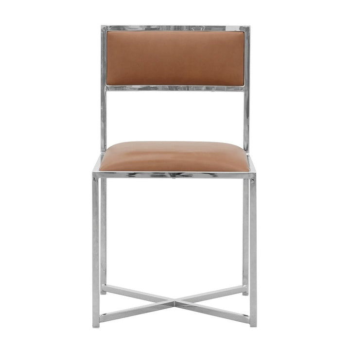 Amalfi X - Base Chair in Cognac Leather (Set of 2) Chair modern furniture Contempo Furniture