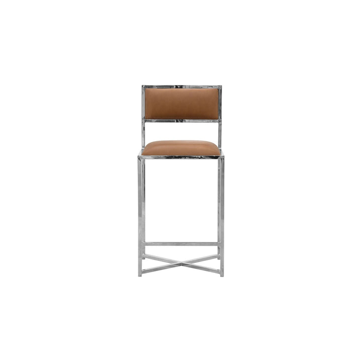 Amalfi X - Base Counter Stool in Cognac Leather (Set of 2) Counter Stool modern furniture Contempo Furniture