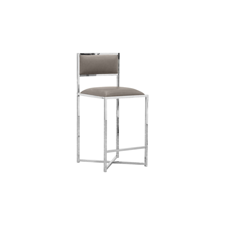 Amalfi X - Base Counter Stool in Taupe Leather (Set of 2) Counter Stool modern furniture Contempo Furniture