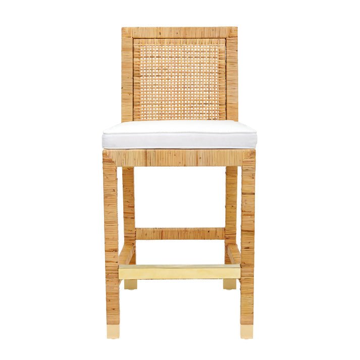Amara Woven Rattan Performance Fabric Stool Bar Stool modern furniture Contempo Furniture