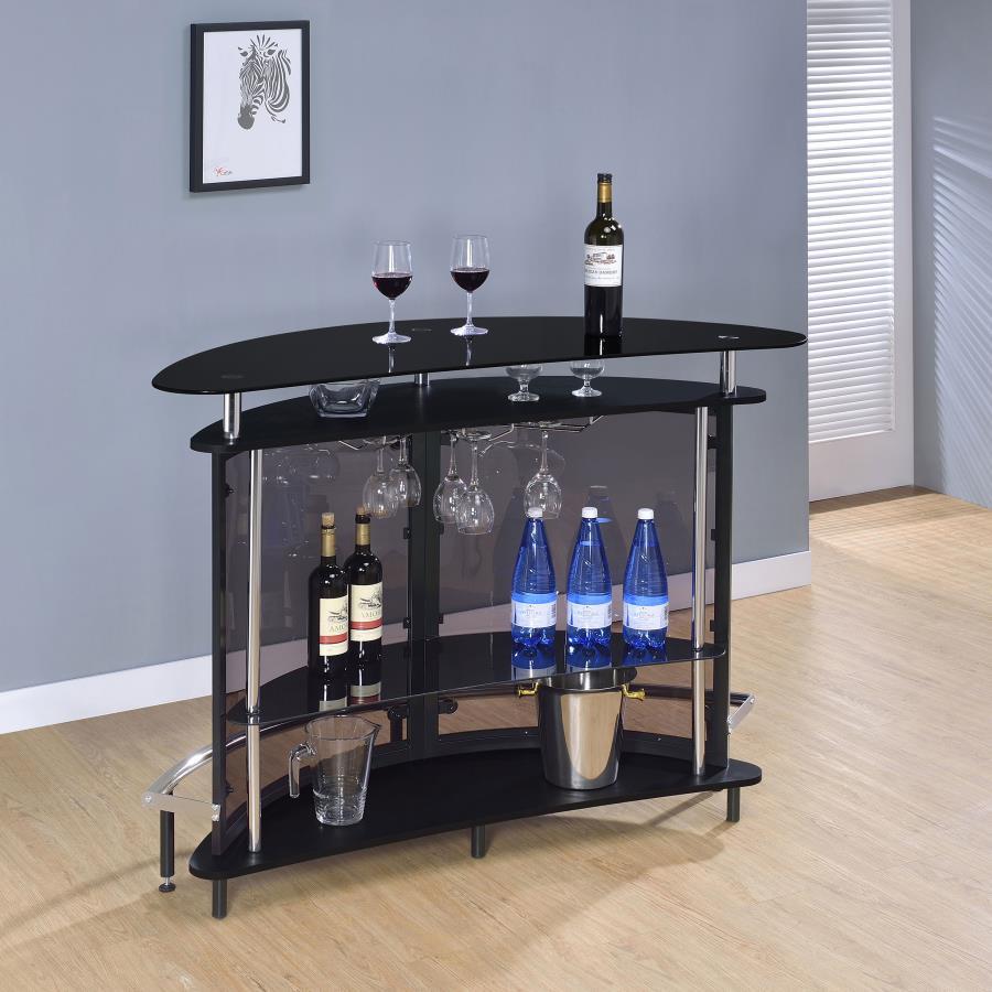 Amarillo - Freestanding Glass Top Home Bar Wine Cabinet - Black Wine Cabinet modern furniture Contempo Furniture