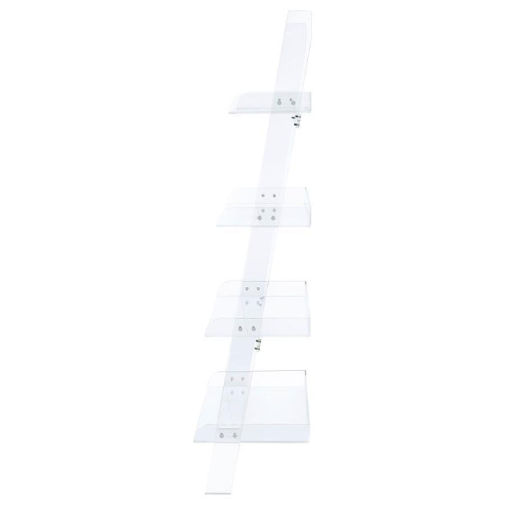 Amaturo - 4 - Shelf Acrylic Ladder Bookshelf - Clear Ladder Bookcase modern furniture Contempo Furniture