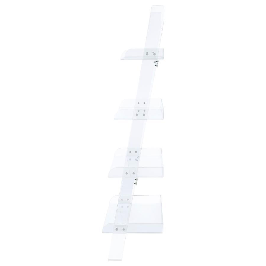 Amaturo - 4 - Shelf Acrylic Ladder Bookshelf - Clear Ladder Bookcase modern furniture Contempo Furniture