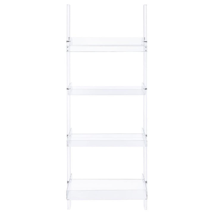 Amaturo - 4 - Shelf Acrylic Ladder Bookshelf - Clear Ladder Bookcase modern furniture Contempo Furniture