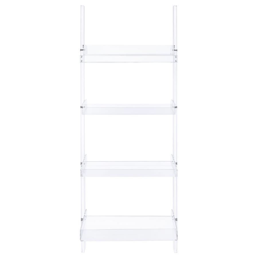 Amaturo - 4 - Shelf Acrylic Ladder Bookshelf - Clear Ladder Bookcase modern furniture Contempo Furniture