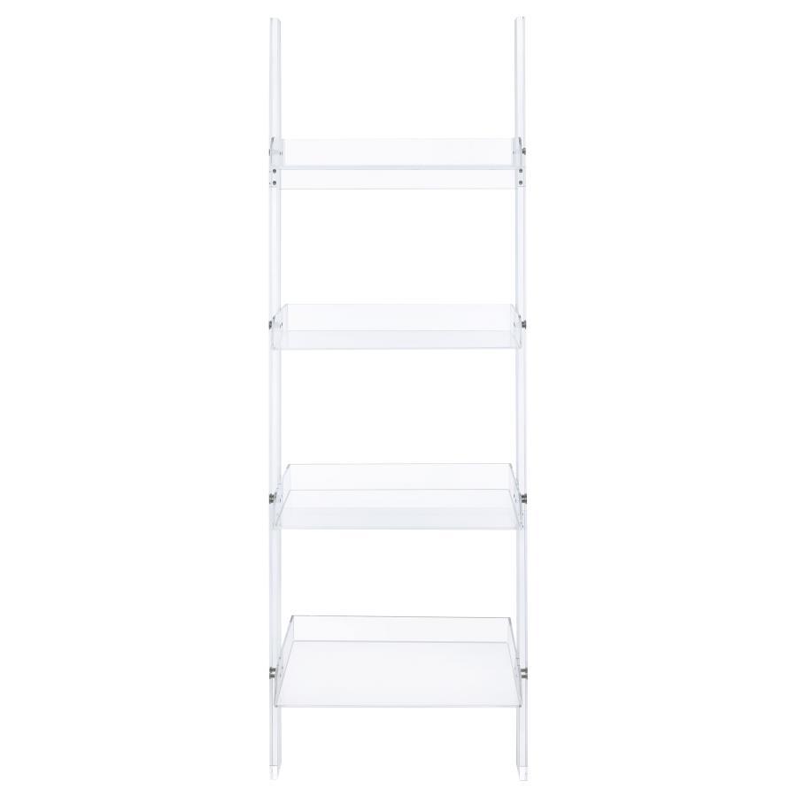 Amaturo - 4 - Shelf Acrylic Ladder Bookshelf - Clear Ladder Bookcase modern furniture Contempo Furniture