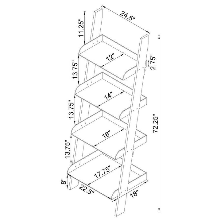 Amaturo - 4 - Shelf Acrylic Ladder Bookshelf - Clear Ladder Bookcase modern furniture Contempo Furniture