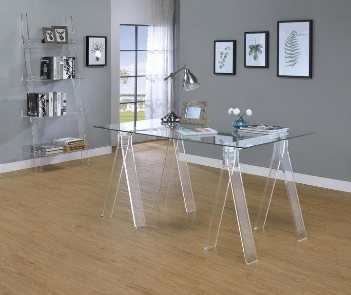 Amaturo - 4 - Shelf Acrylic Ladder Bookshelf - Clear Ladder Bookcase modern furniture Contempo Furniture