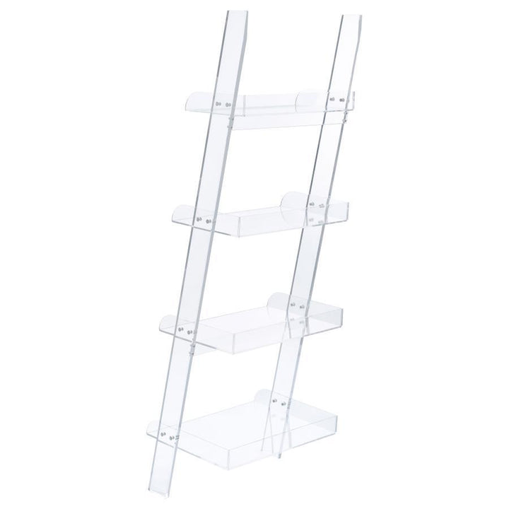 Amaturo - 4 - Shelf Acrylic Ladder Bookshelf - Clear Ladder Bookcase modern furniture Contempo Furniture