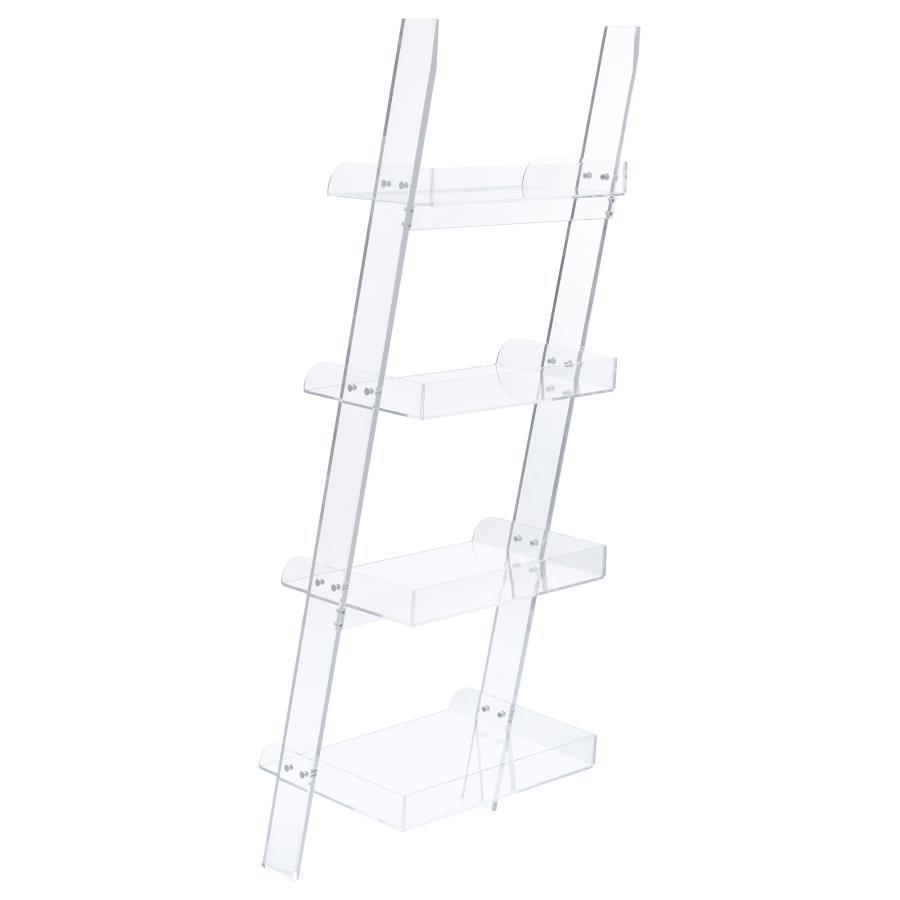Amaturo - 4 - Shelf Acrylic Ladder Bookshelf - Clear Ladder Bookcase modern furniture Contempo Furniture