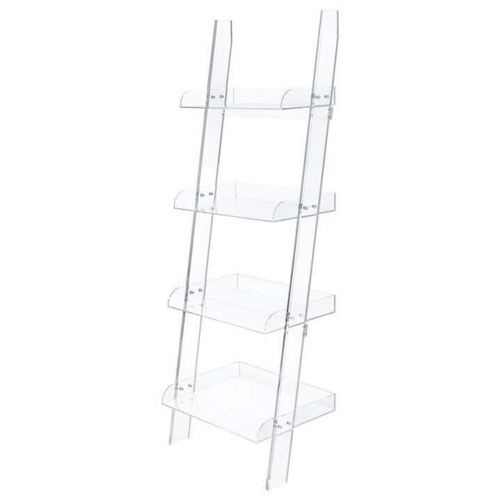 Amaturo - 4 - Shelf Acrylic Ladder Bookshelf - Clear Ladder Bookcase modern furniture Contempo Furniture