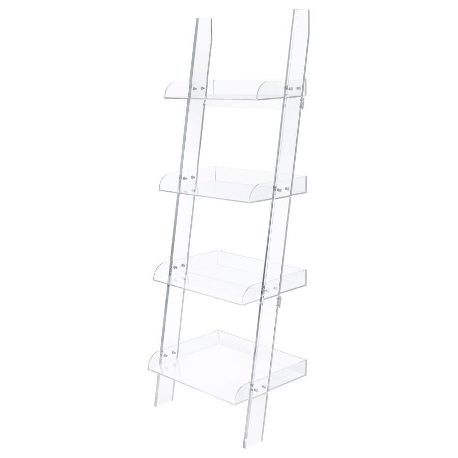 Amaturo - 4 - Shelf Acrylic Ladder Bookshelf - Clear Ladder Bookcase modern furniture Contempo Furniture