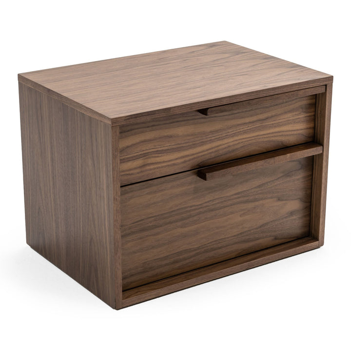 Amberlie - Modern White Vegan Leather + Walnut 4-Piece Bedroom Set