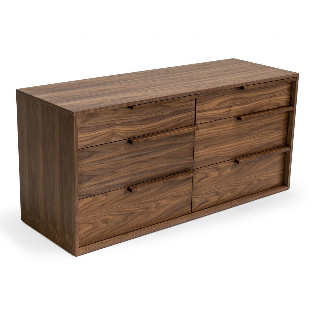 Amberlie - Modern White Vegan Leather + Walnut 4-Piece Bedroom Set