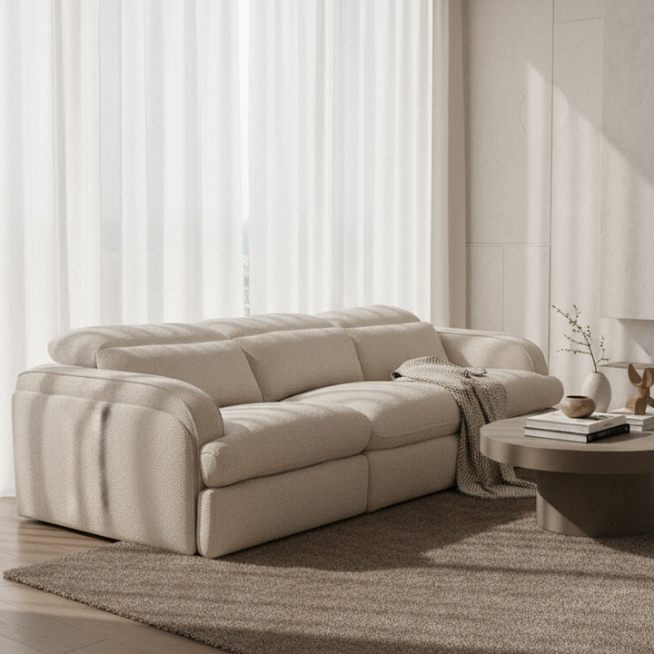 Ambler - Modern Off-White Fabric Sofa w/ 2 Power Recliners