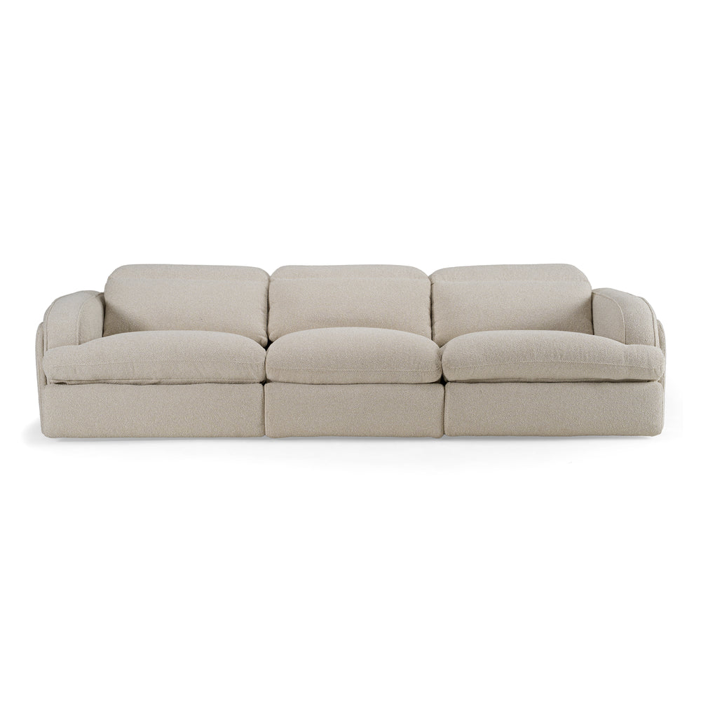 Ambler - Modern Off-White Fabric Sofa w/ 2 Power Recliners