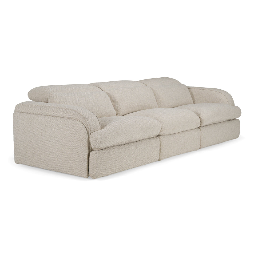 Ambler - Modern Off-White Fabric Sofa w/ 2 Power Recliners