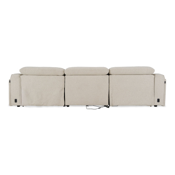Ambler - Modern Off-White Fabric Sofa w/ 2 Power Recliners