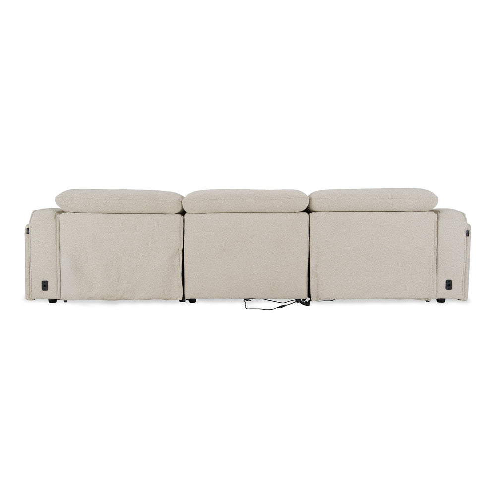 Ambler - Modern Off-White Fabric Sofa w/ 2 Power Recliners - View 4