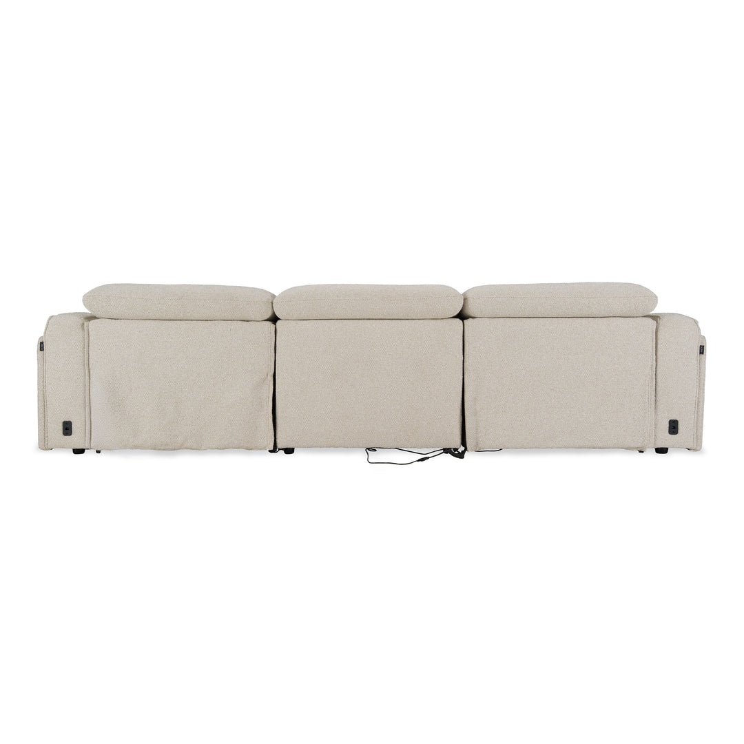 Ambler - Modern Off-White Fabric Sofa w/ 2 Power Recliners