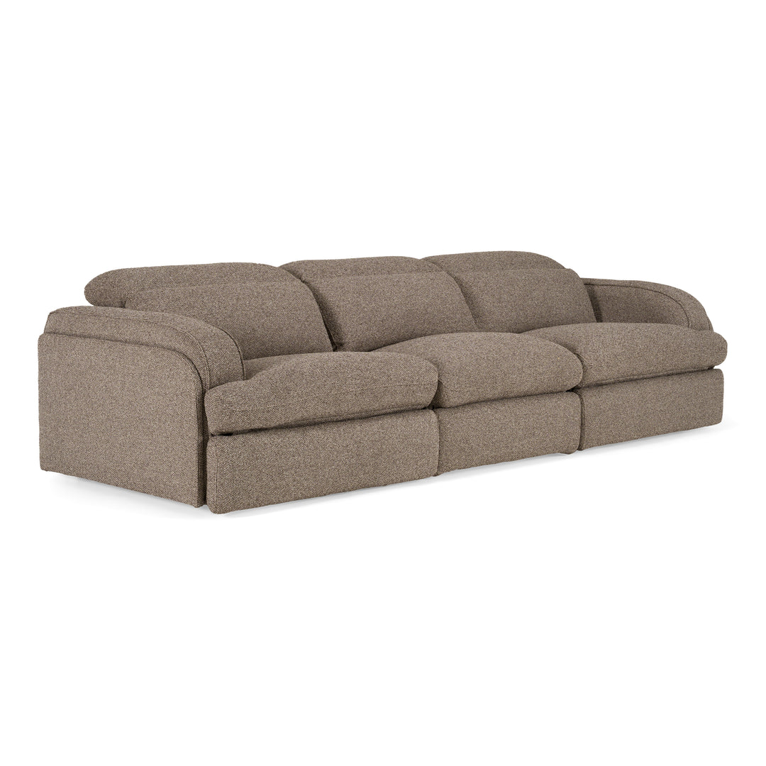Ambler - Modern Brown Fabric Sofa w/ 2 Power Recliners