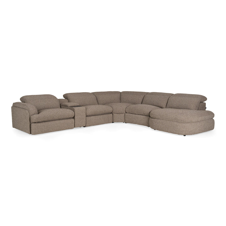 Ambler - Modern Brown Fabric Sectional Sofa w/ 2 Power Recliners Right Facing Chaise