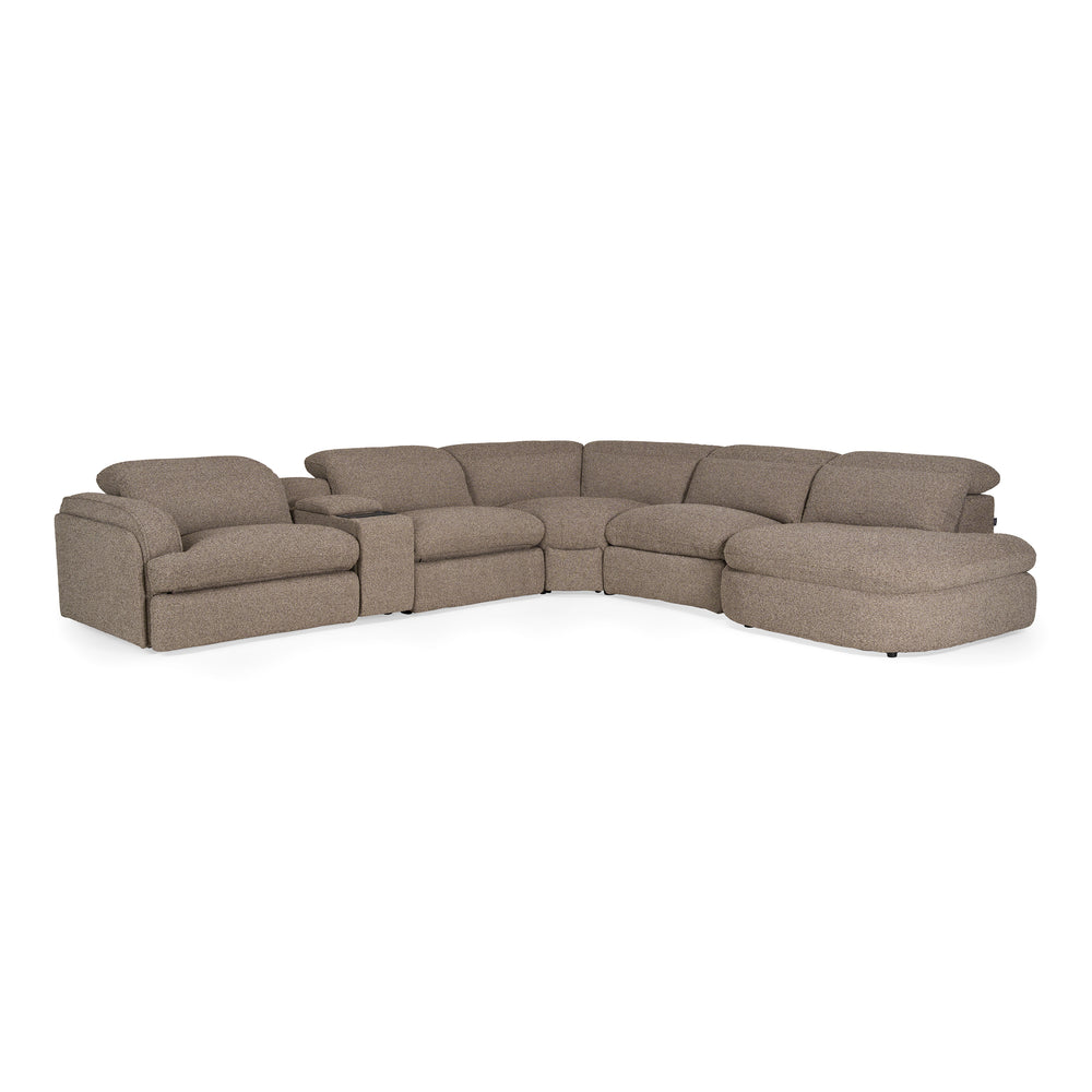 Ambler - Modern Brown Fabric Sectional Sofa w/ 2 Power Recliners Right Facing Chaise