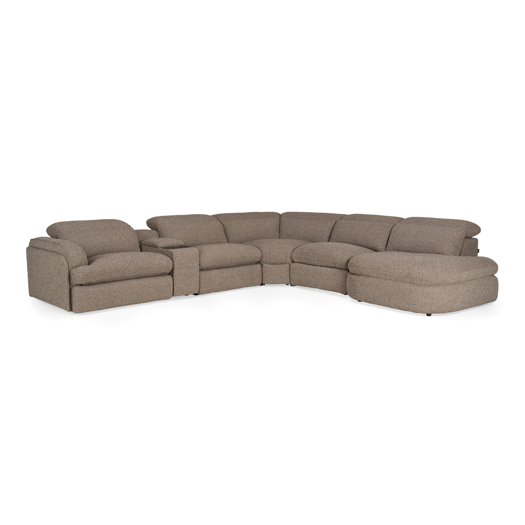 Ambler - Modern Brown Fabric Sectional Sofa w/ 2 Power Recliners Right Facing Chaise