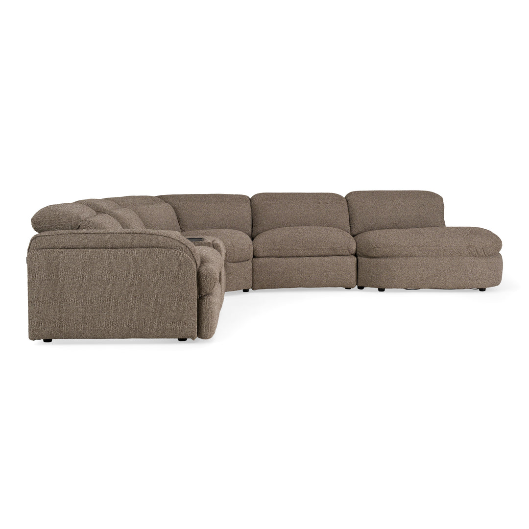 Ambler - Modern Brown Fabric Sectional Sofa w/ 2 Power Recliners Right Facing Chaise