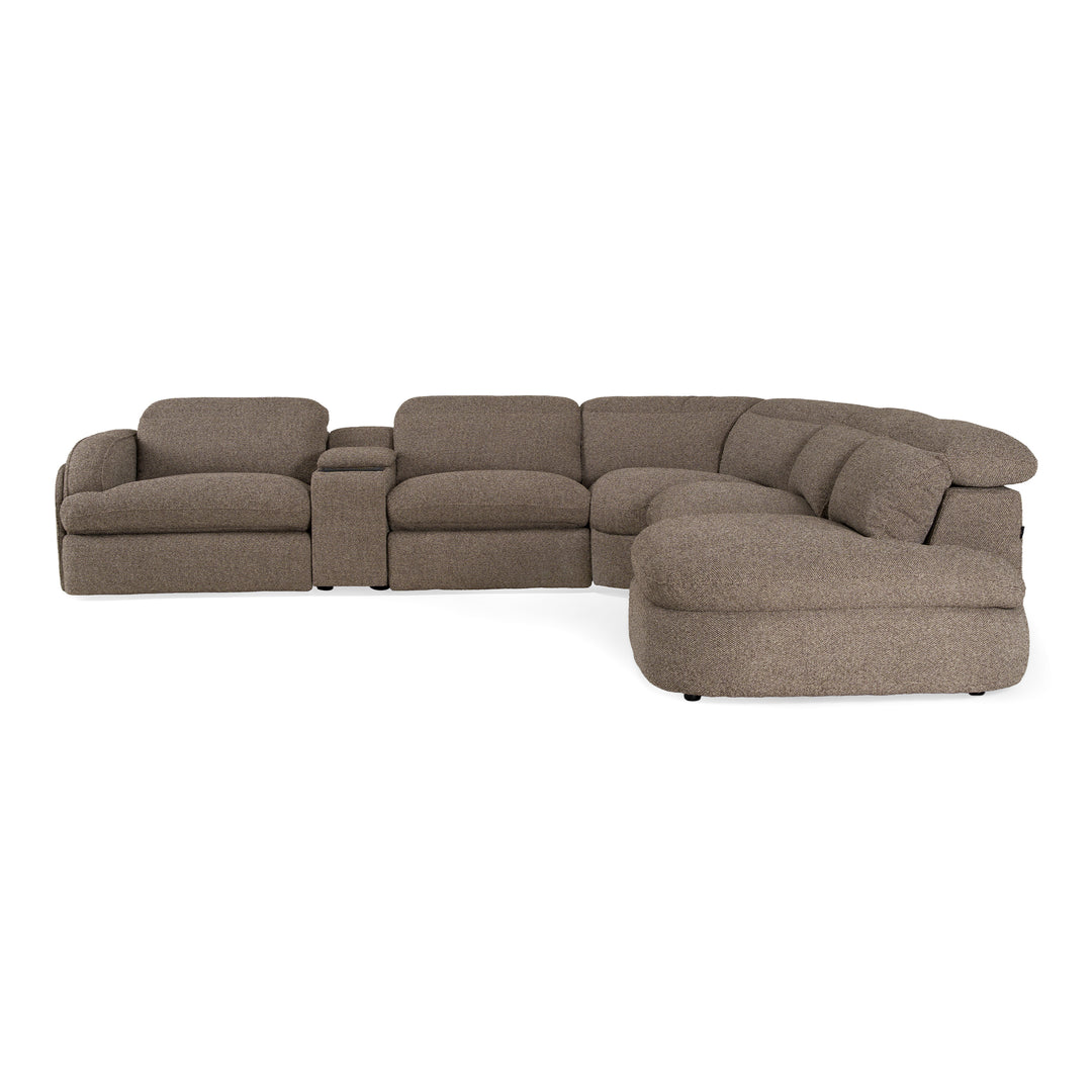 Ambler - Modern Brown Fabric Sectional Sofa w/ 2 Power Recliners Right Facing Chaise