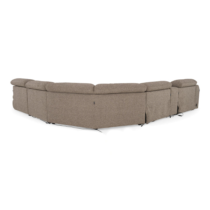 Ambler - Modern Brown Fabric Sectional Sofa w/ 2 Power Recliners Right Facing Chaise