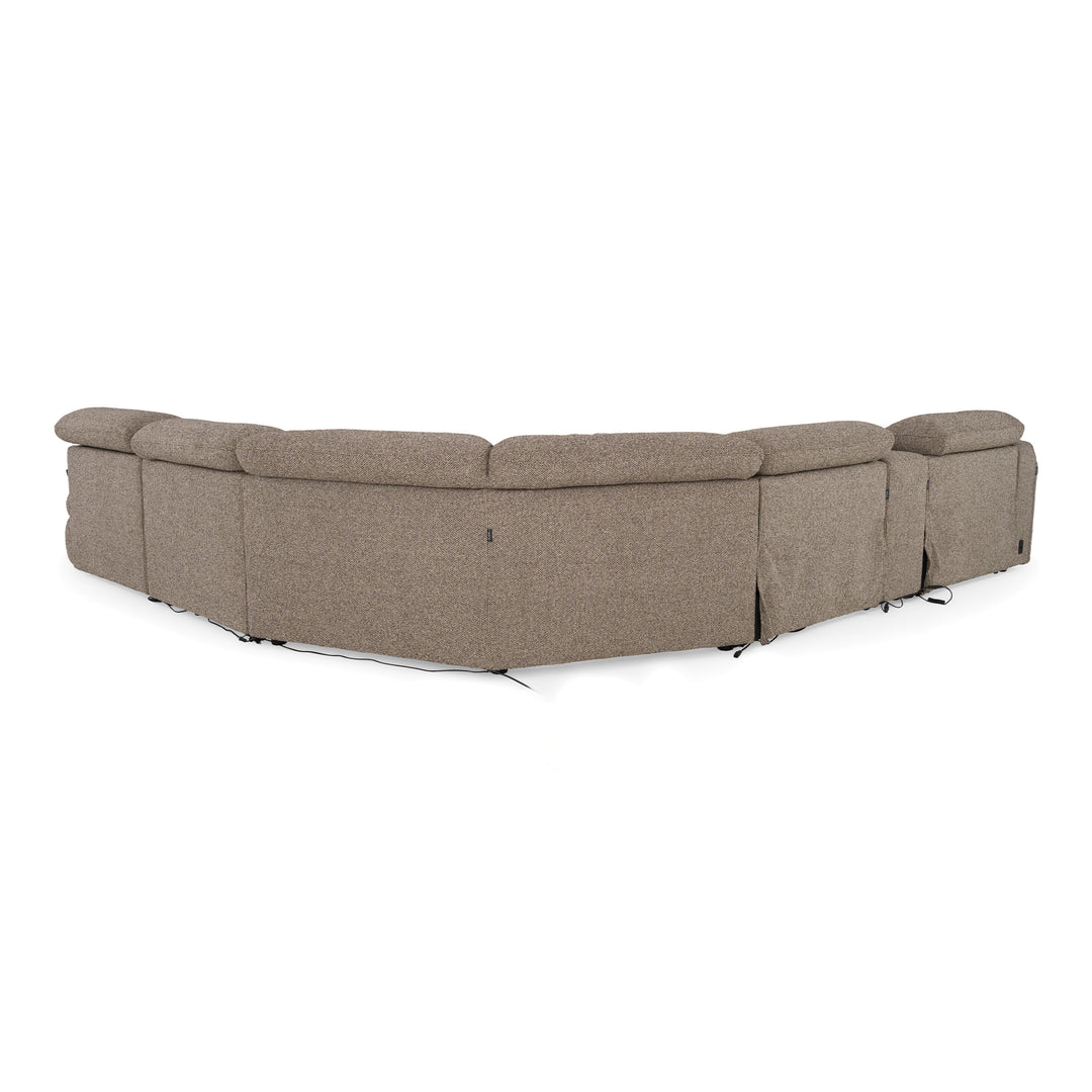 Ambler - Modern Brown Fabric Sectional Sofa w/ 2 Power Recliners Right Facing Chaise