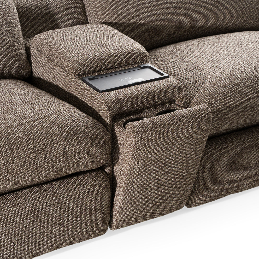 Ambler - Modern Brown Fabric Sectional Sofa w/ 2 Power Recliners Right Facing Chaise