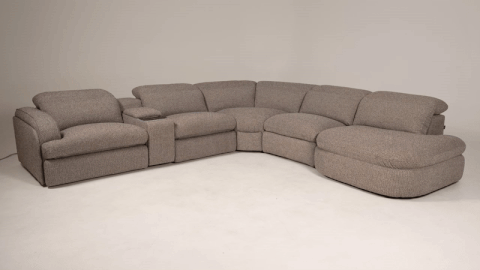 Ambler - Modern Brown Fabric Sectional Sofa w/ 2 Power Recliners Right Facing Chaise