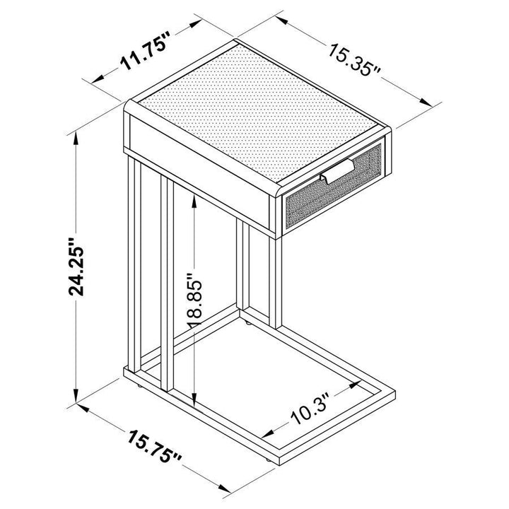 Amherst - 1 - Drawer Radio Weave Cane Metal Side Table - White Side Table modern furniture Contempo Furniture