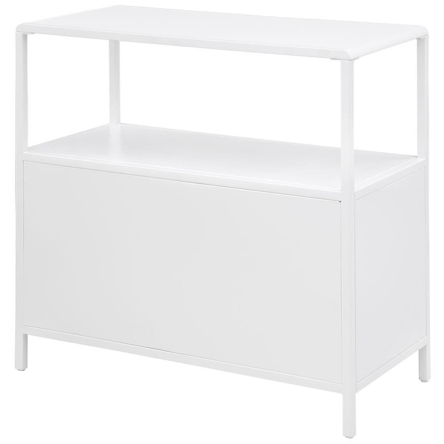 Amherst - 2 - Door Radio Weave Cane Metal Accent Cabinet - White Accent Cabinet modern furniture Contempo Furniture