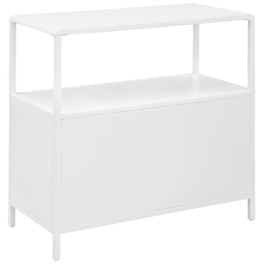 Amherst - 2 - Door Radio Weave Cane Metal Accent Cabinet - White Accent Cabinet modern furniture Contempo Furniture