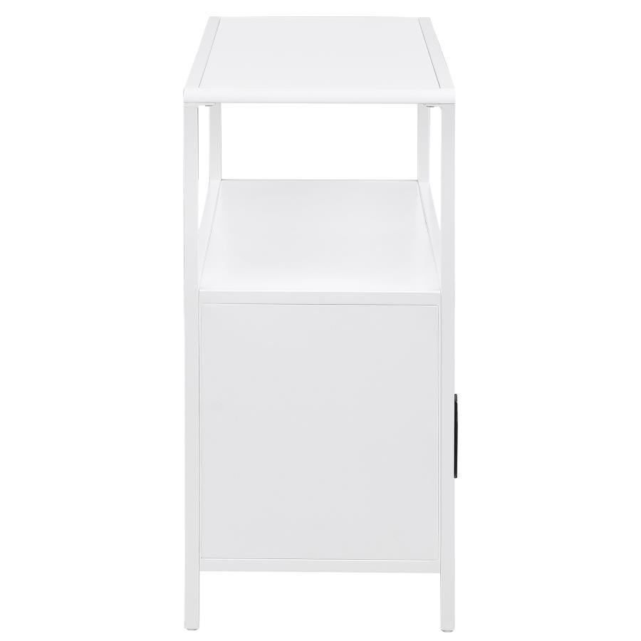 Amherst - 2 - Door Radio Weave Cane Metal Accent Cabinet - White Accent Cabinet modern furniture Contempo Furniture