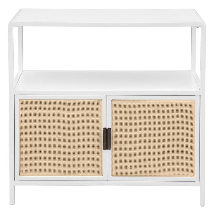 Amherst - 2 - Door Radio Weave Cane Metal Accent Cabinet - White Accent Cabinet modern furniture Contempo Furniture
