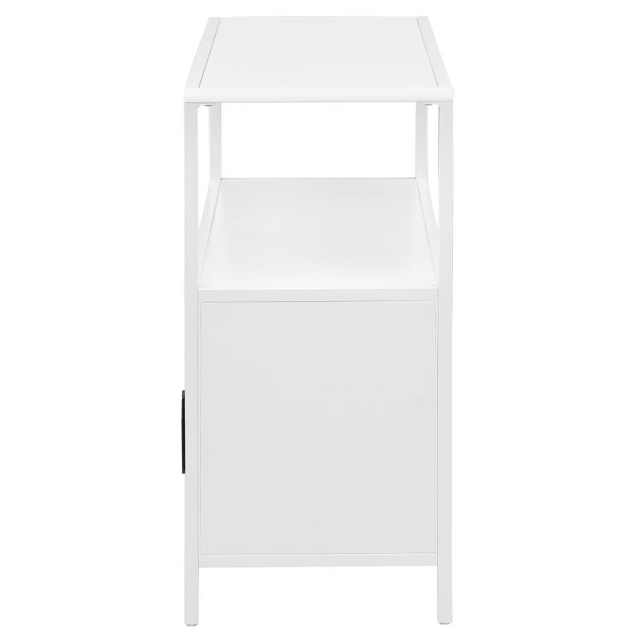 Amherst - 2 - Door Radio Weave Cane Metal Accent Cabinet - White Accent Cabinet modern furniture Contempo Furniture