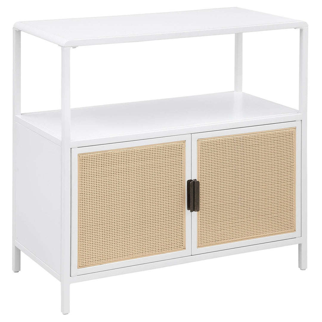 Amherst - 2 - Door Radio Weave Cane Metal Accent Cabinet - White Accent Cabinet modern furniture Contempo Furniture