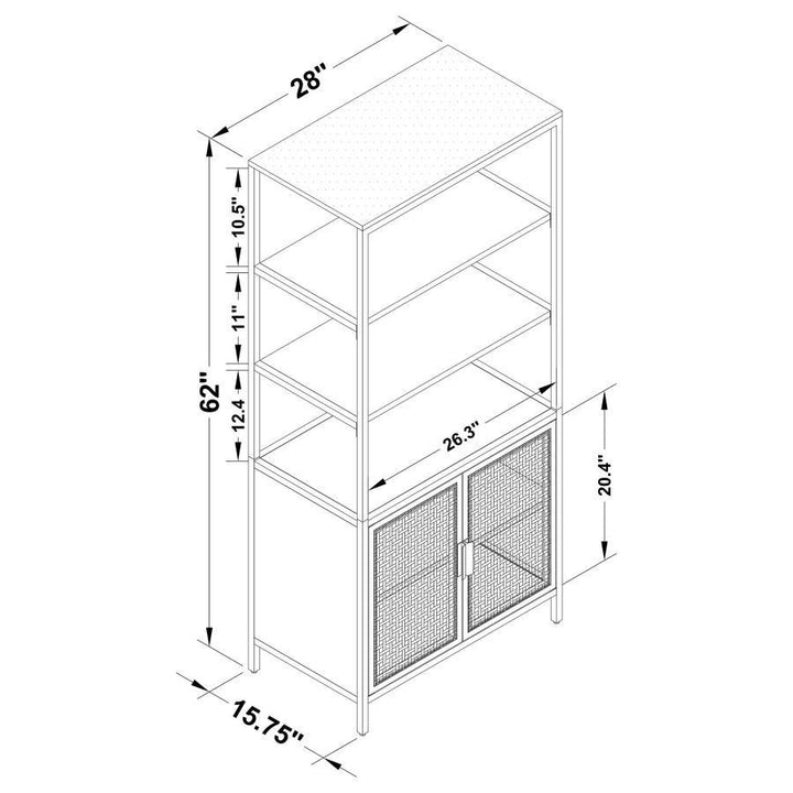 Amherst - 3 - Shelf Radio Weave Cane Metal Accent Cabinet - Black Accent Cabinet modern furniture Contempo Furniture