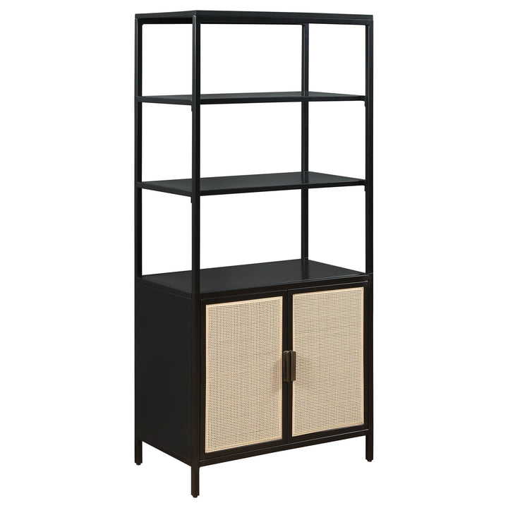 Amherst - 3 - Shelf Radio Weave Cane Metal Accent Cabinet - Black Accent Cabinet modern furniture Contempo Furniture
