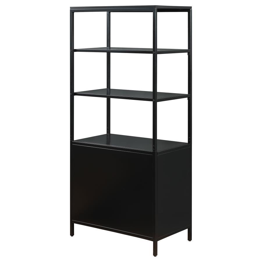 Amherst - 3 - Shelf Radio Weave Cane Metal Accent Cabinet - Black Accent Cabinet modern furniture Contempo Furniture